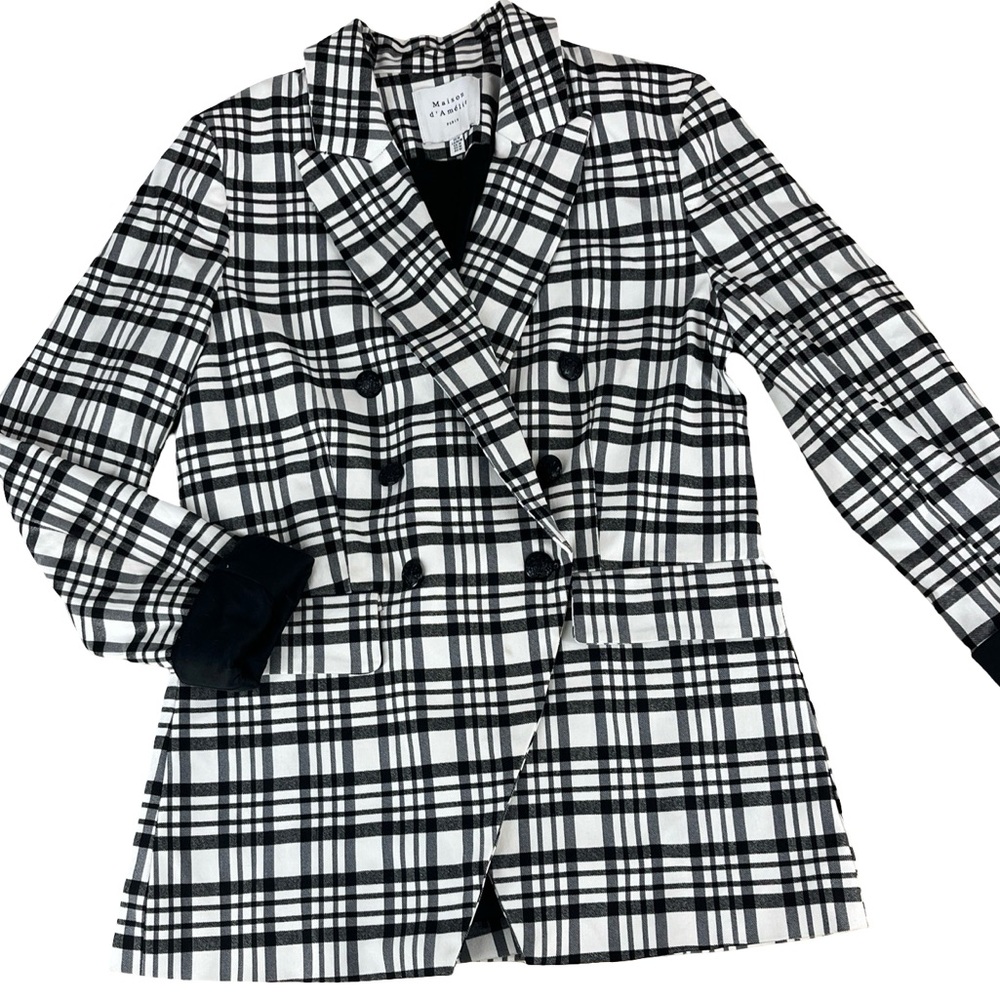 Madison D’Amelie Women’s Medium Plaid Double Breasted Blazer